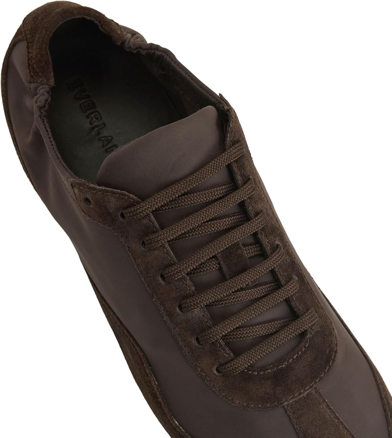 image:imageEverlane Womens Ballet Sneaker Italian Suede and GRS Recycled Nylon Runner with Ballet Scrunch HeelSycamore