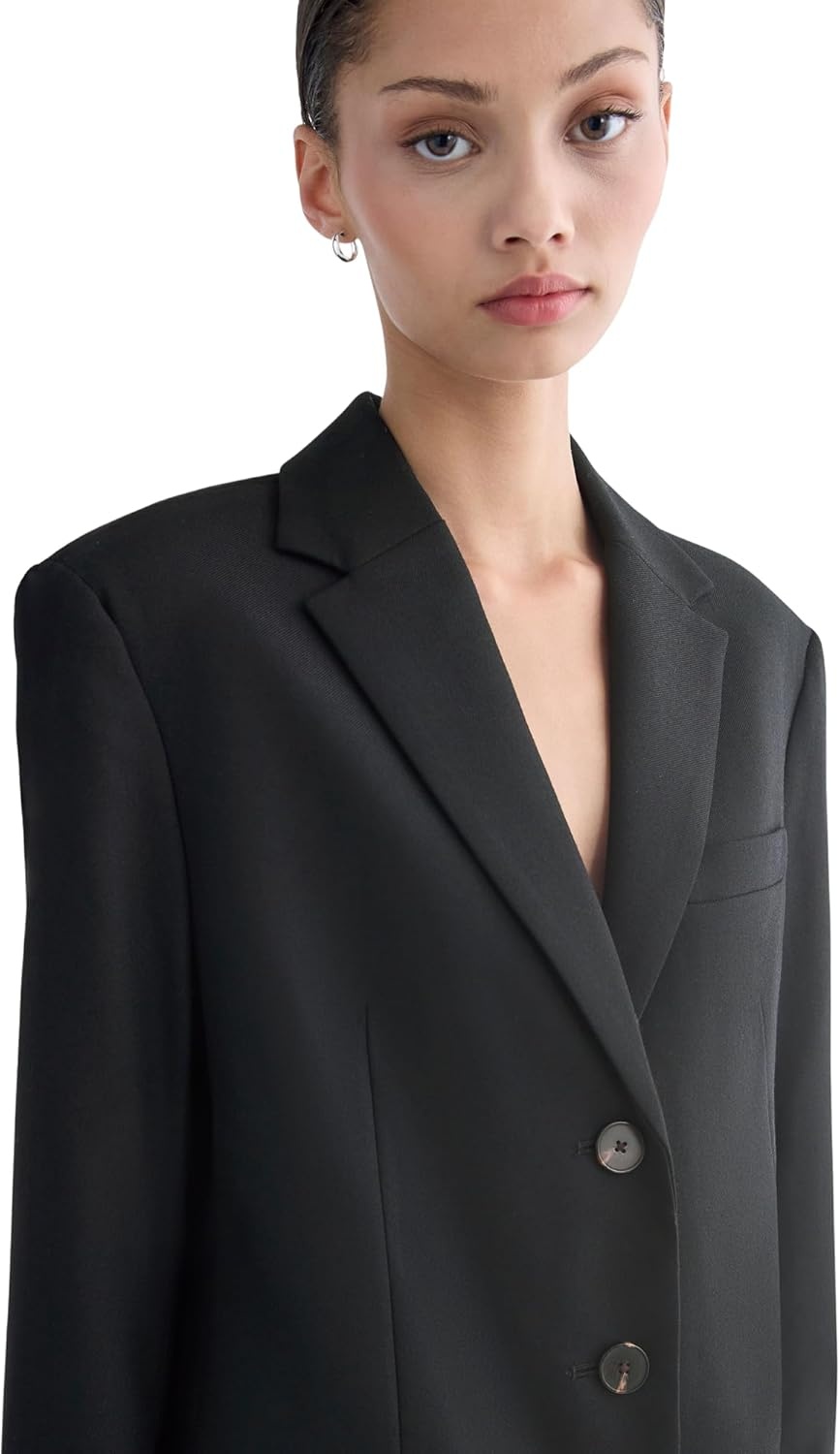 image:imageEverlane Womens Blazer in Tailor Twill Stretch RWS Wool Blend Oversized SingleBreasted BlazerBlack
