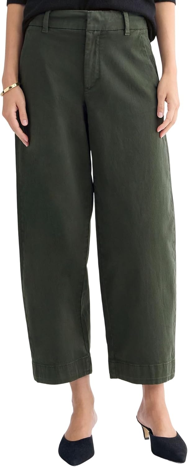 image:imageEverlane Womens Cotton Stretch Twill Chino Tapered Ankle TrouserDark Green