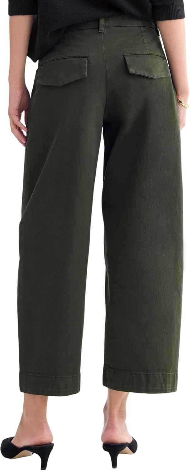 image:imageEverlane Womens Cotton Stretch Twill Chino Tapered Ankle TrouserDark Green