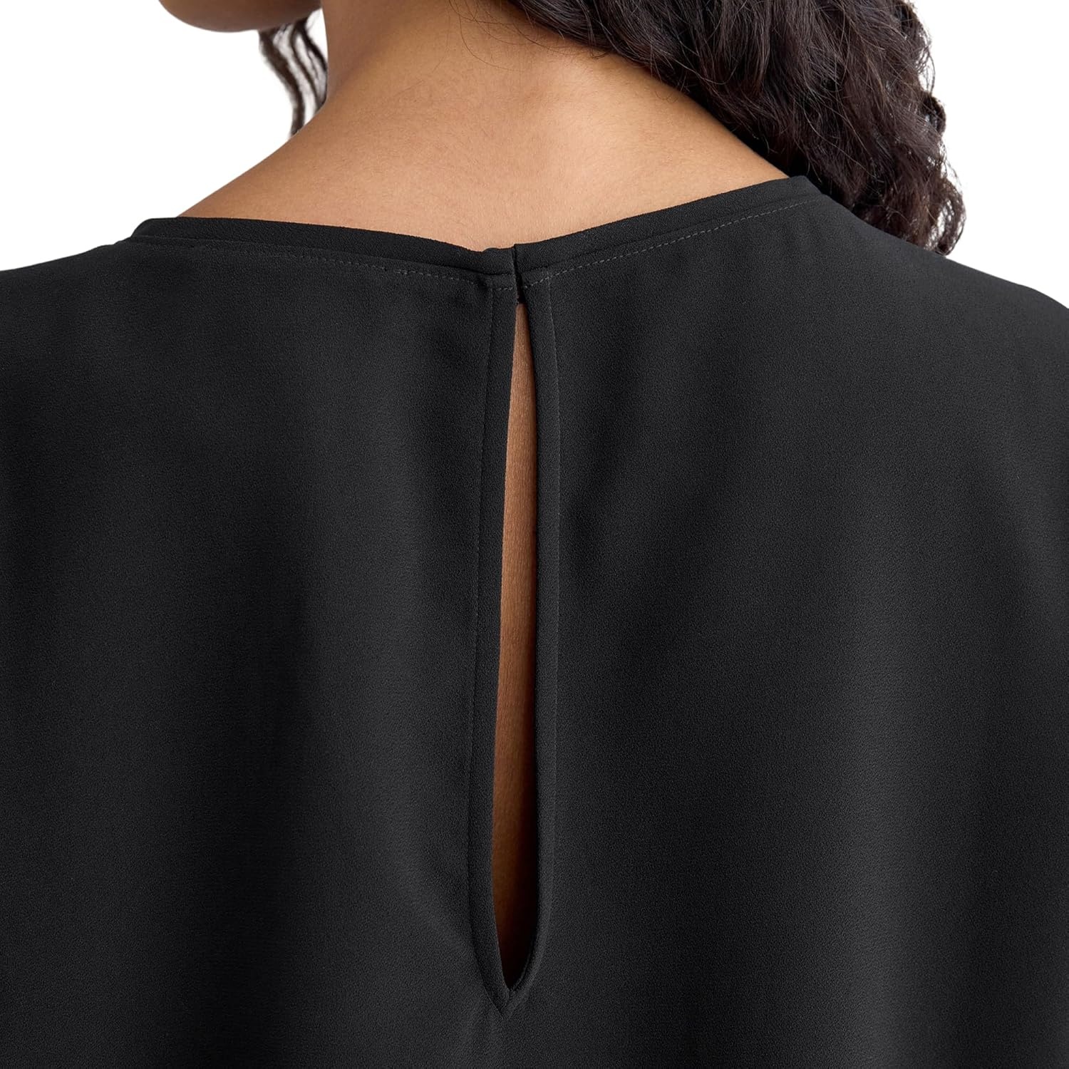 image:imageEverlane Womens Drapey Crepe Top GRS Recycled Polyester Relaxed Blouse with Side SlitsBlack