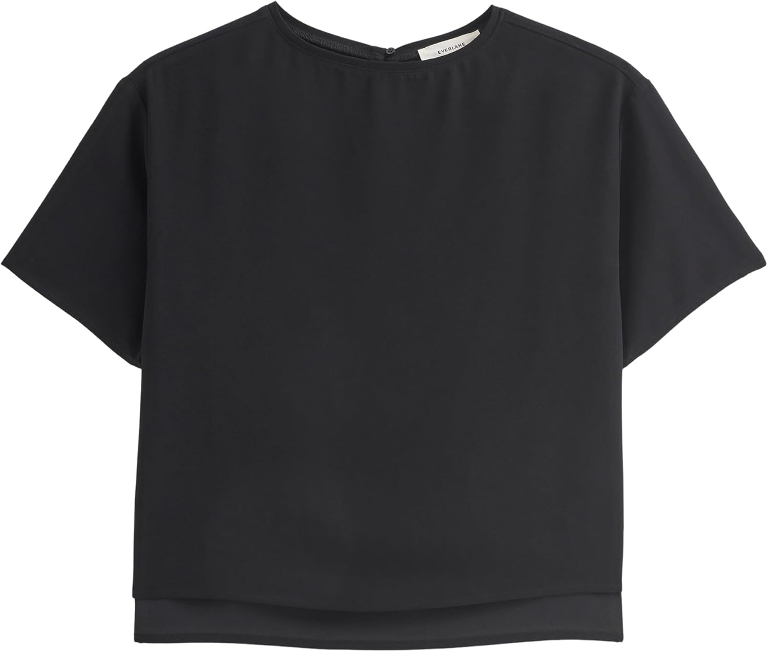 image:imageEverlane Womens Drapey Crepe Top GRS Recycled Polyester Relaxed Blouse with Side SlitsBlack