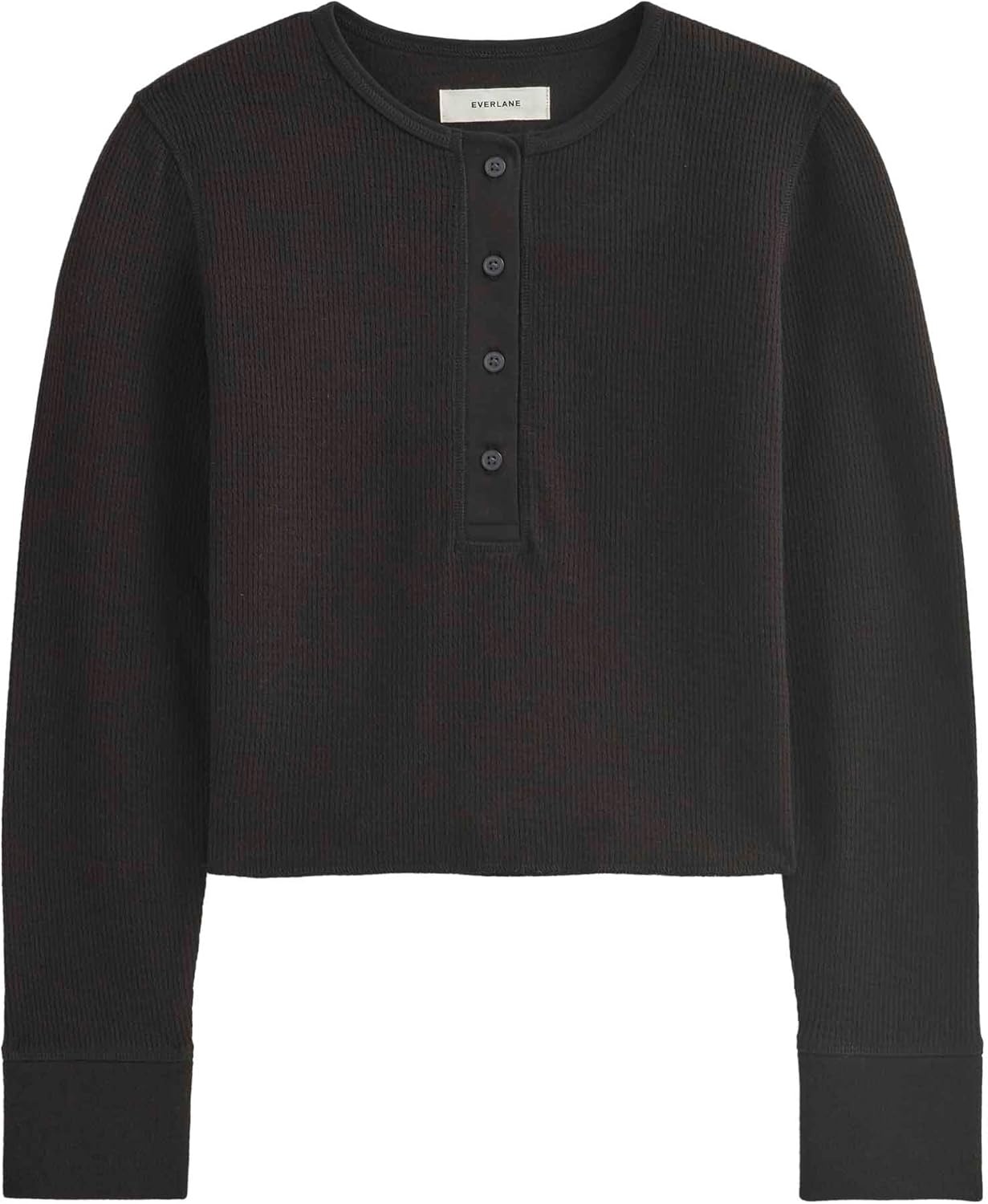 image:imageEverlane Womens Everlane Boxy Henley in Cozy WaffleBlack