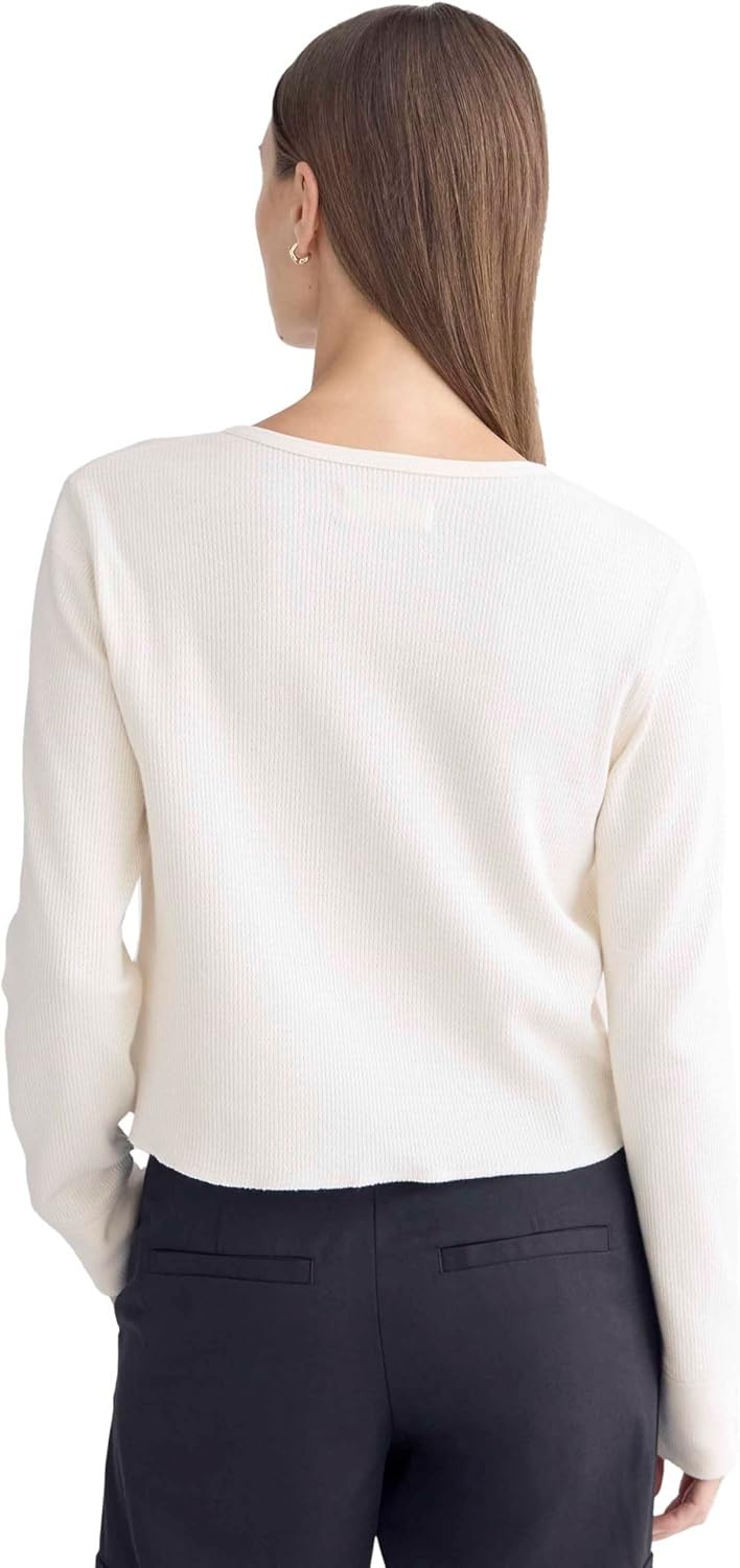 image:imageEverlane Womens Everlane Boxy Henley in Cozy WaffleBone