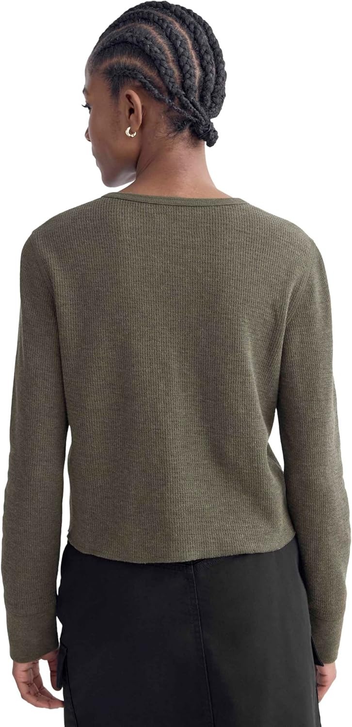 image:imageEverlane Womens Everlane Boxy Henley in Cozy WaffleHeather Beech
