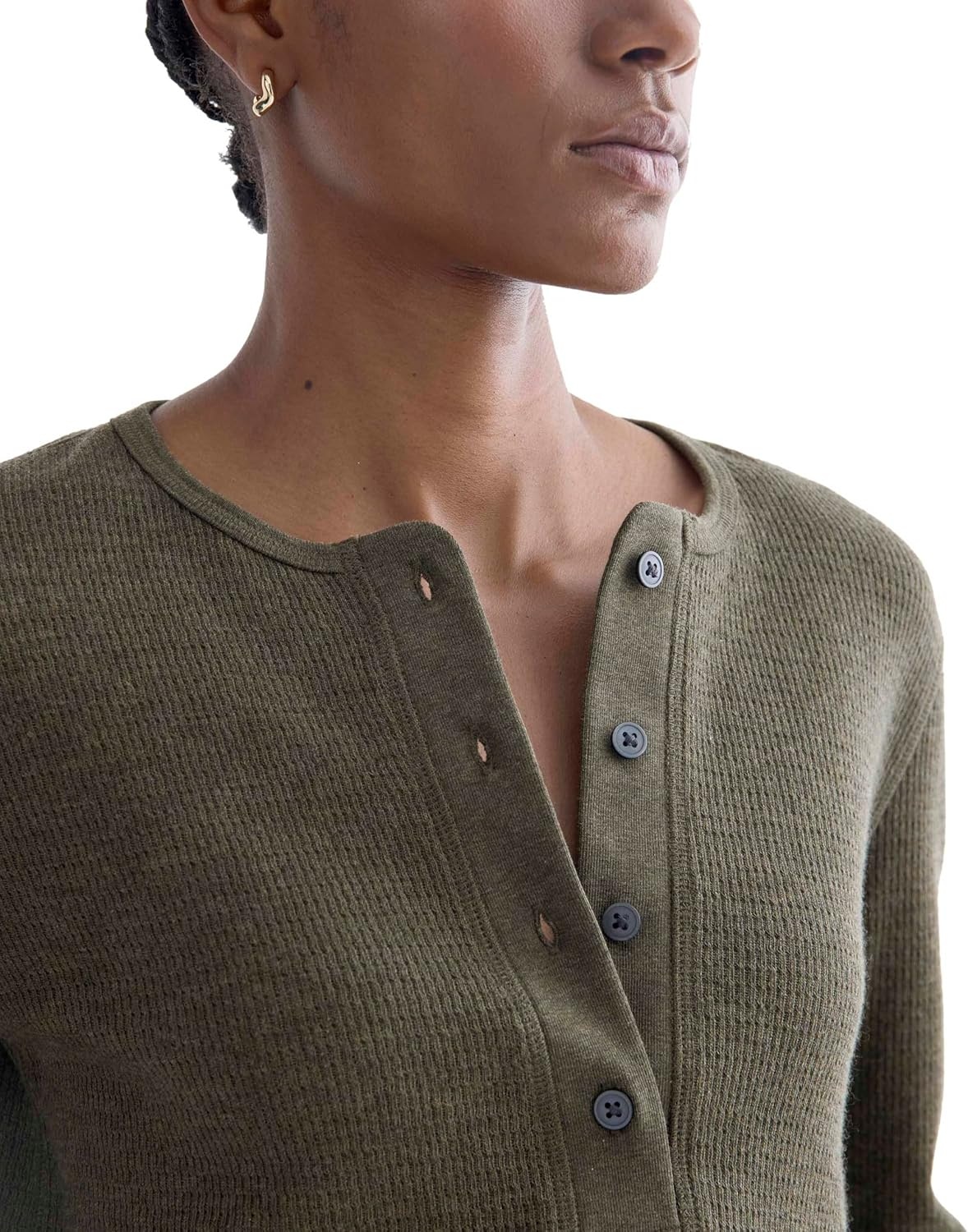 image:imageEverlane Womens Everlane Boxy Henley in Cozy WaffleHeather Beech