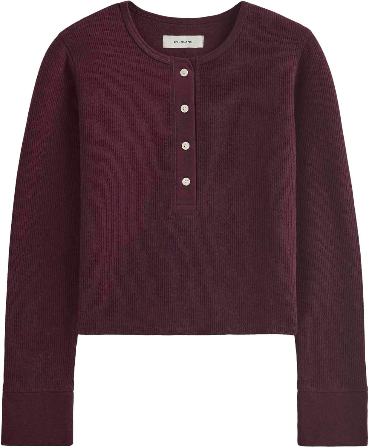 image:imageEverlane Womens Everlane Boxy Henley in Cozy WaffleHeathered Port Royale