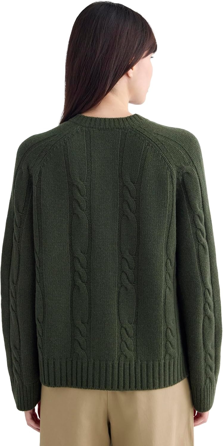 image:imageEverlane Womens Everlane Cable Cardigan in Extrafine Luxe MerinoDark Forest