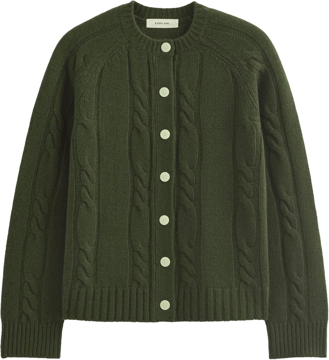 image:imageEverlane Womens Everlane Cable Cardigan in Extrafine Luxe MerinoDark Forest