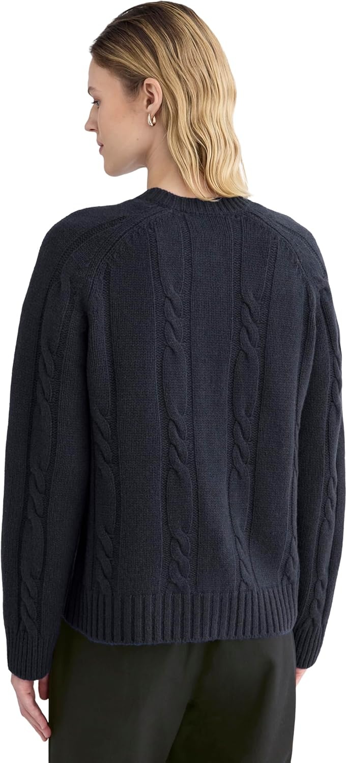 image:imageEverlane Womens Everlane Cable Cardigan in Extrafine Luxe MerinoNavy