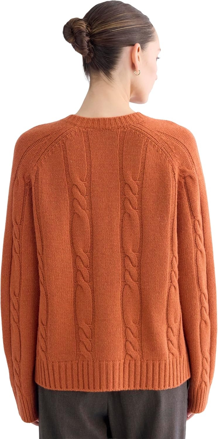 image:imageEverlane Womens Everlane Cable Cardigan in Extrafine Luxe MerinoRust Heather