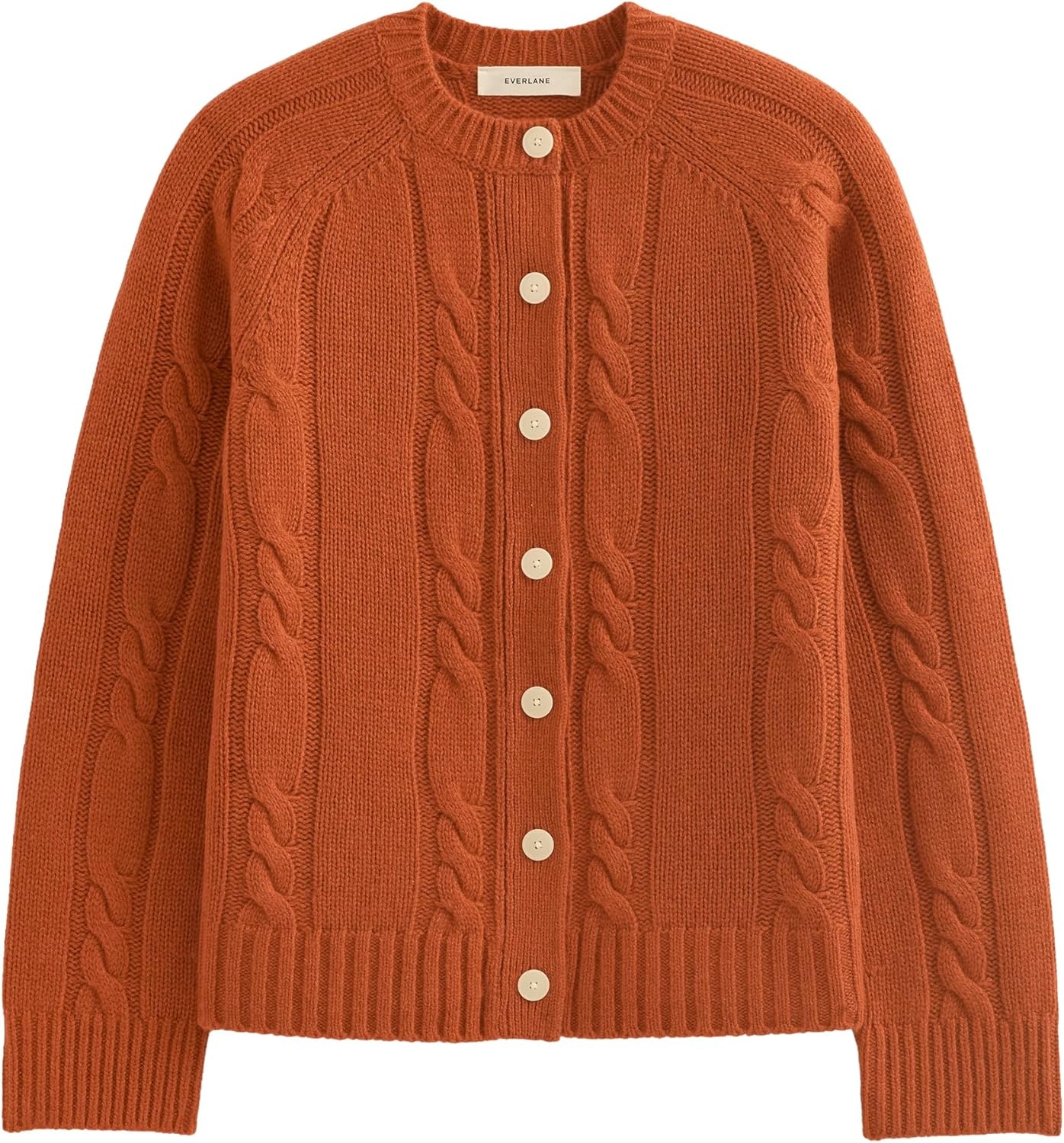 image:imageEverlane Womens Everlane Cable Cardigan in Extrafine Luxe MerinoRust Heather