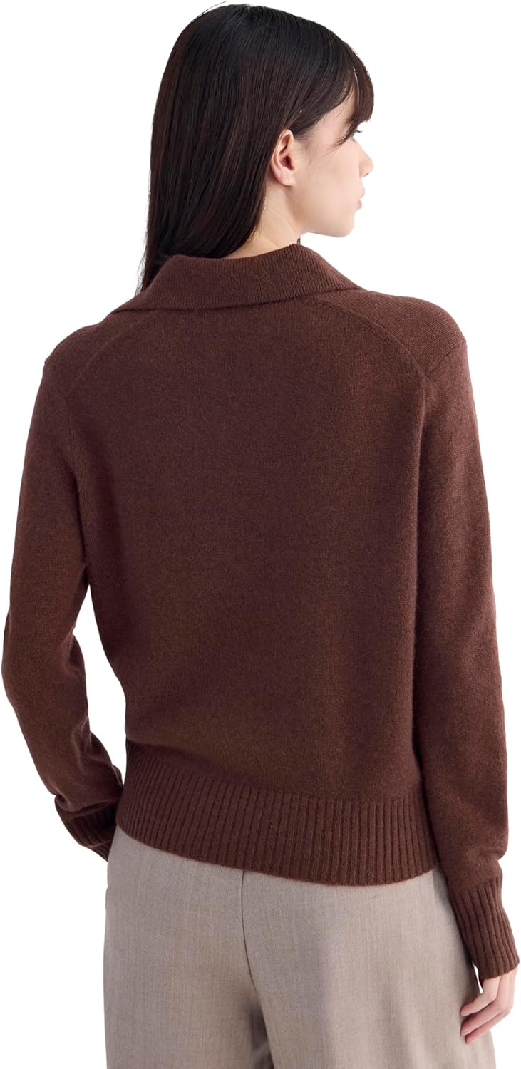 image:imageEverlane Womens Everlane Cashmere Polo SweaterDark Mahogany