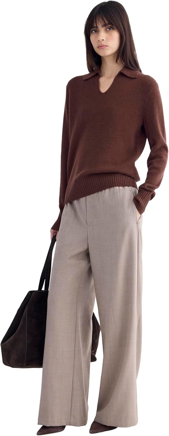 image:imageEverlane Womens Everlane Cashmere Polo SweaterDark Mahogany