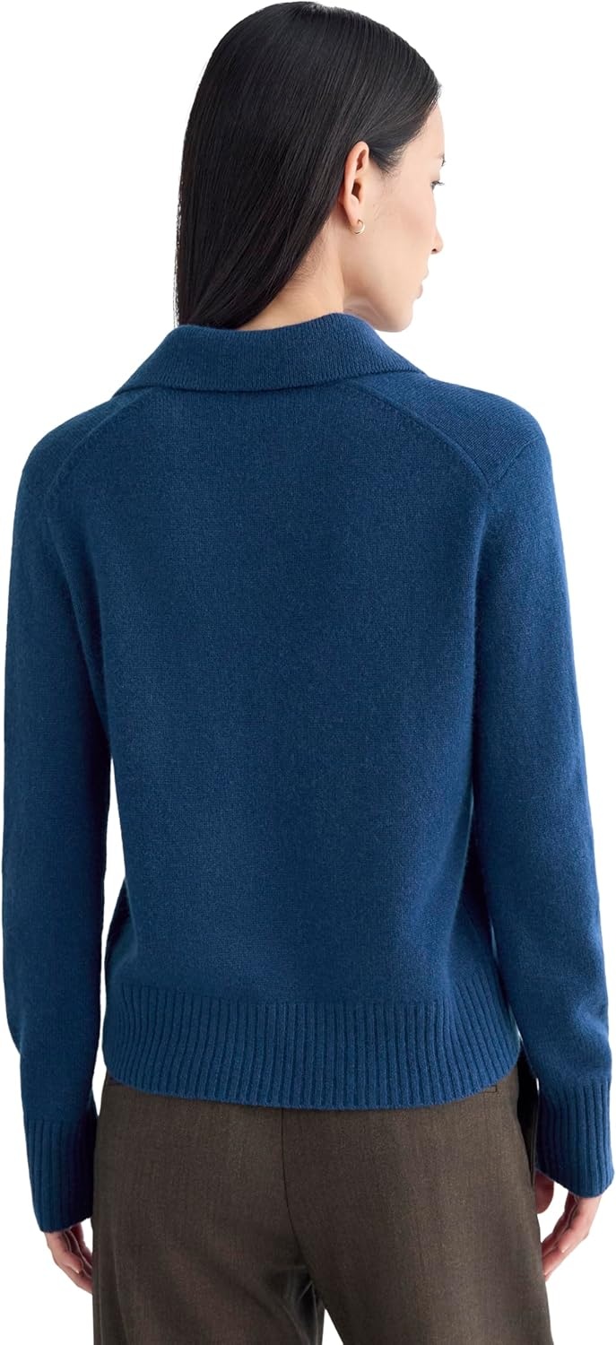 image:imageEverlane Womens Everlane Cashmere Polo SweaterDeep Lazuli Blue