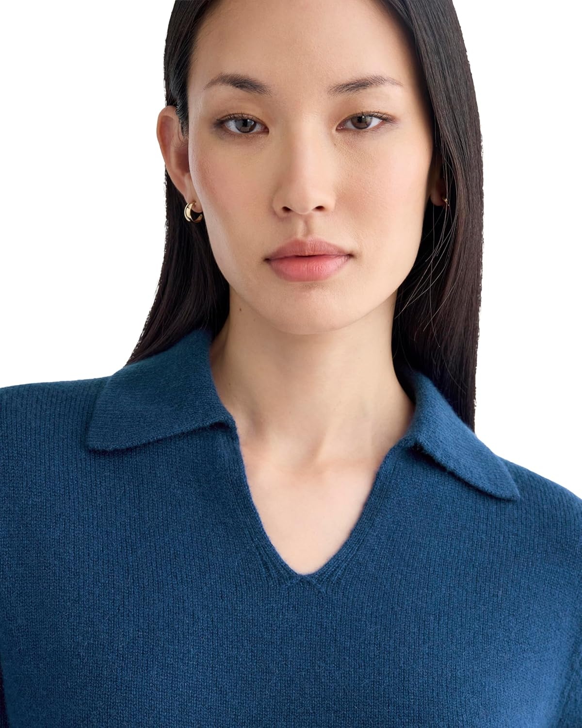 image:imageEverlane Womens Everlane Cashmere Polo SweaterDeep Lazuli Blue