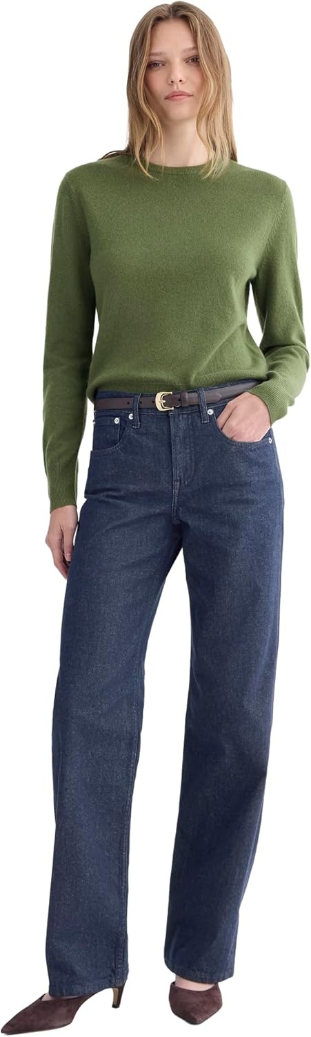image:imageEverlane Womens Everlane Cashmere Slim Crew SweaterForest Green