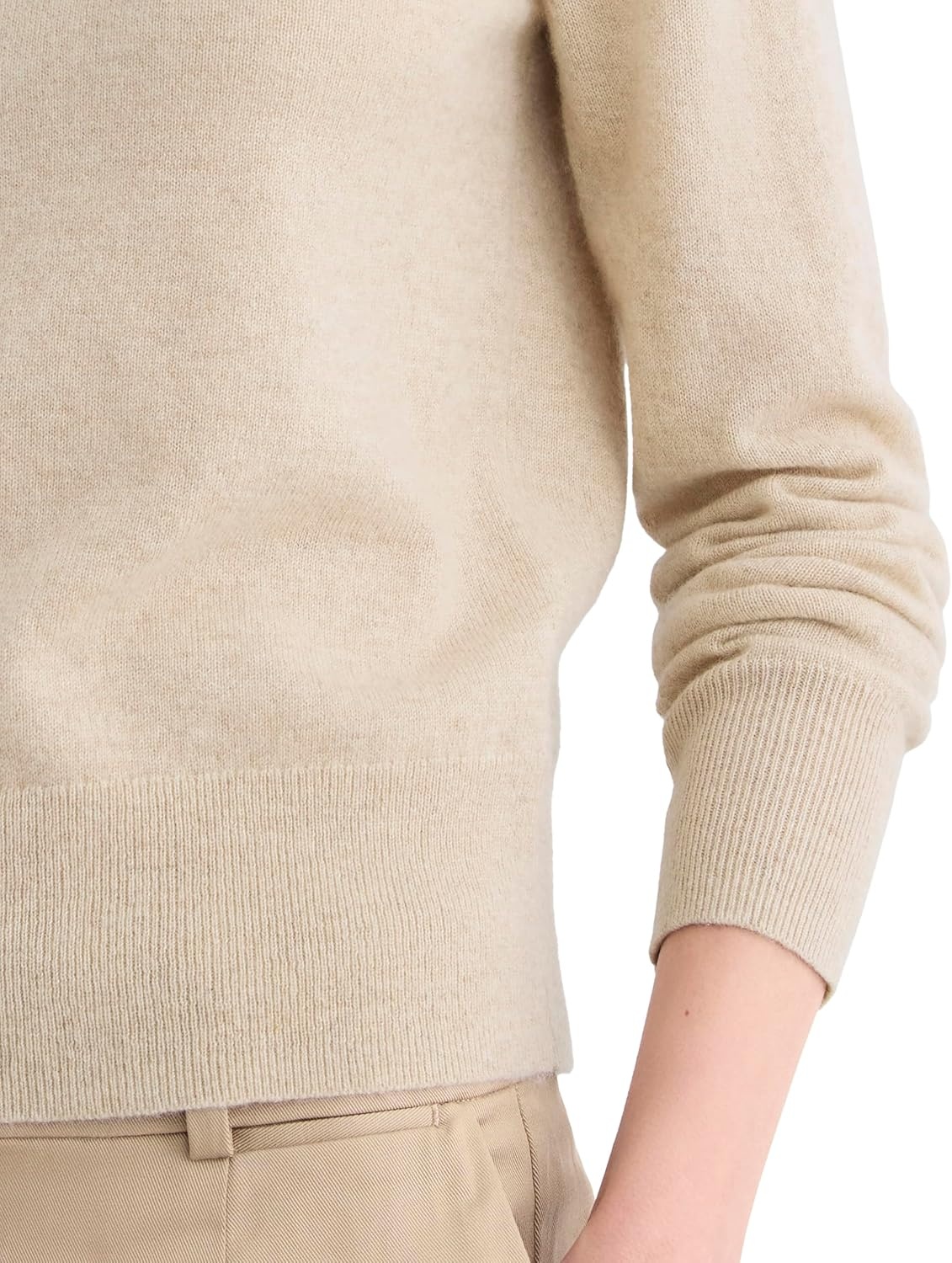 image:imageEverlane Womens Everlane Cashmere Slim Crew SweaterHeather Light Camel