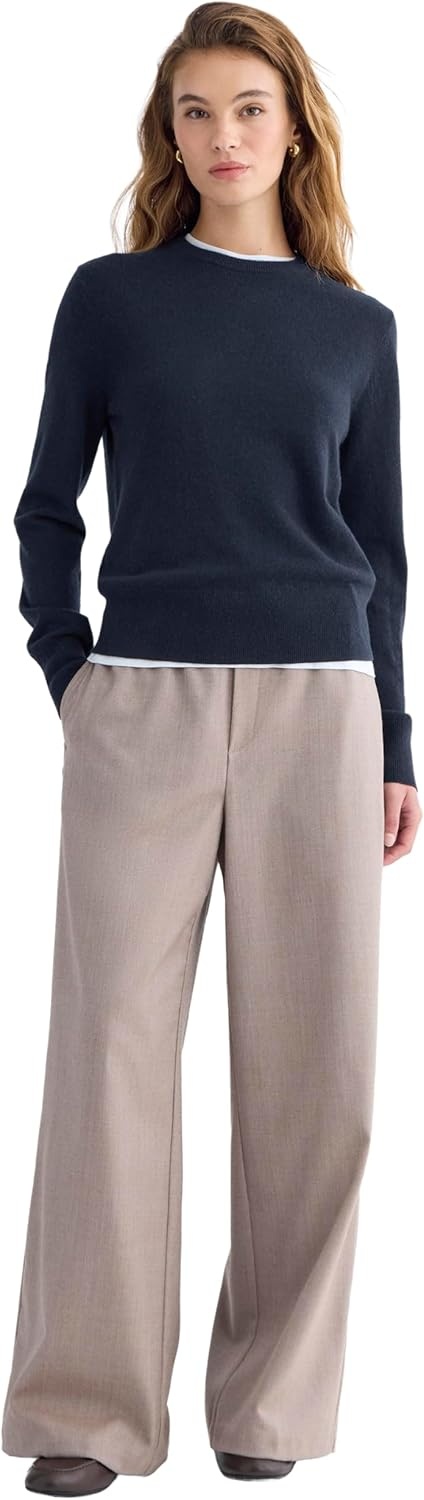 image:imageEverlane Womens Everlane Cashmere Slim Crew SweaterNavy