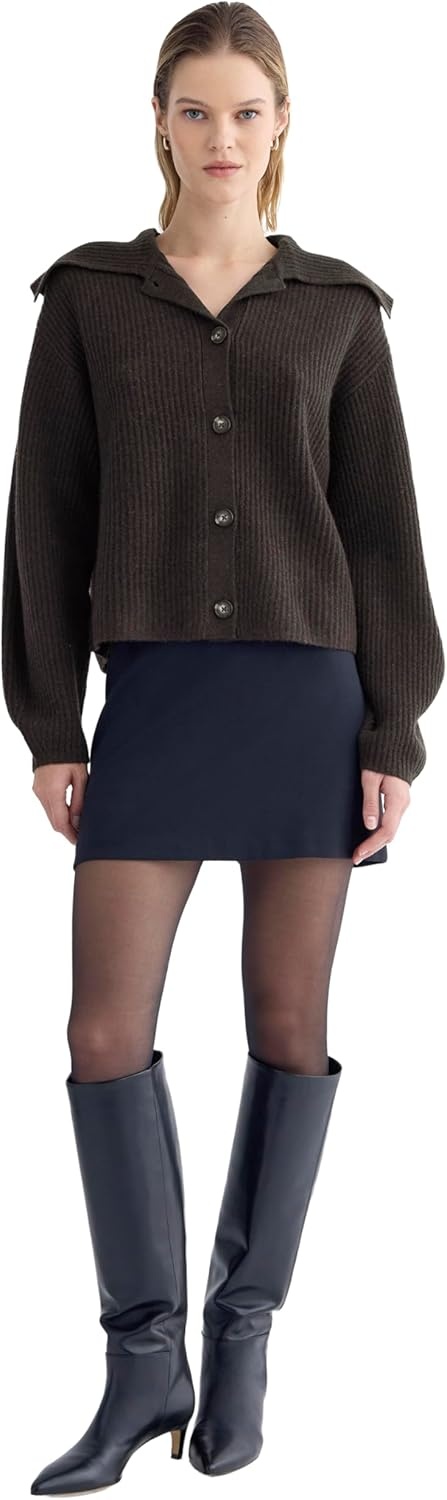 image:imageEverlane Womens Everlane Fisherman Cardigan in Wool CashmereAmericano Brown