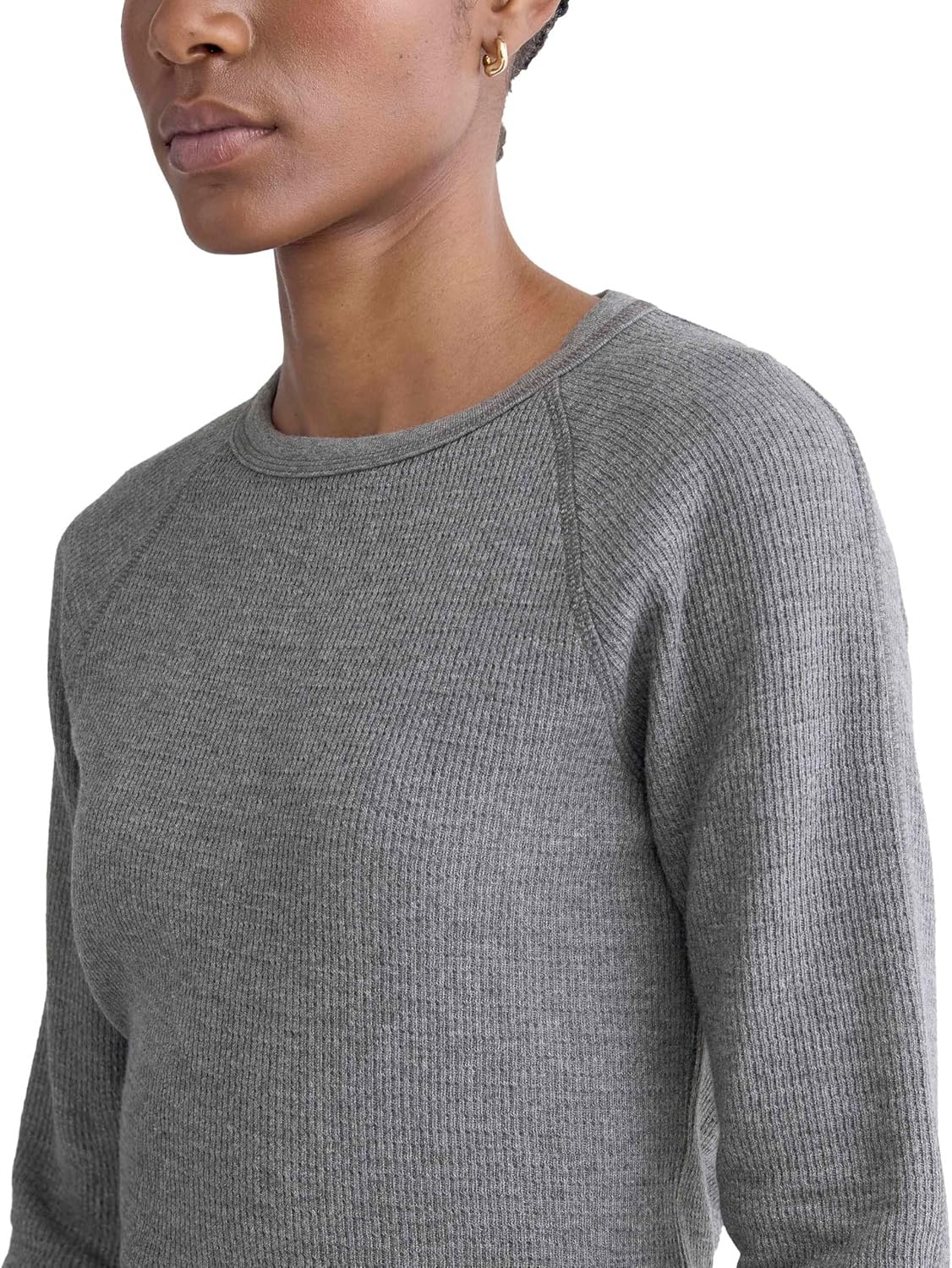 image:imageEverlane Womens Everlane Slimfit Crew in Cozy WaffleHeathered Charcoal