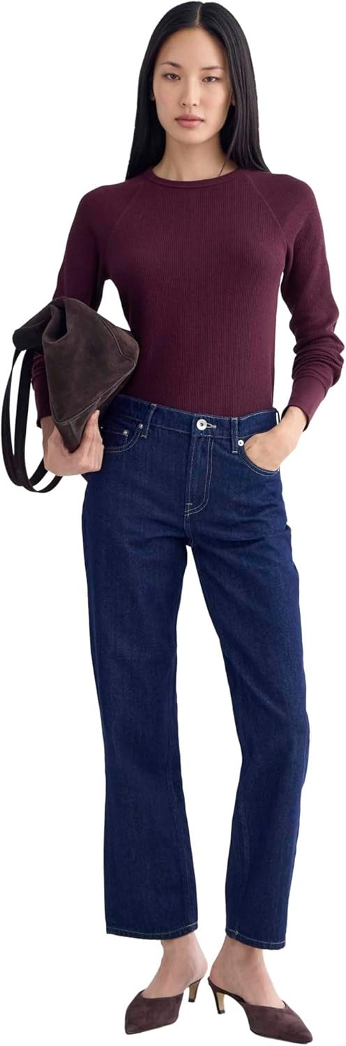 image:imageEverlane Womens Everlane Slimfit Crew in Cozy WaffleHeathered Port Royale