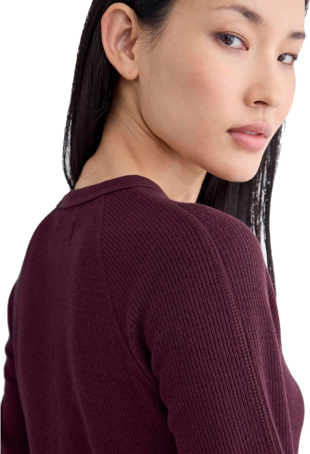 image:imageEverlane Womens Everlane Slimfit Crew in Cozy WaffleHeathered Port Royale