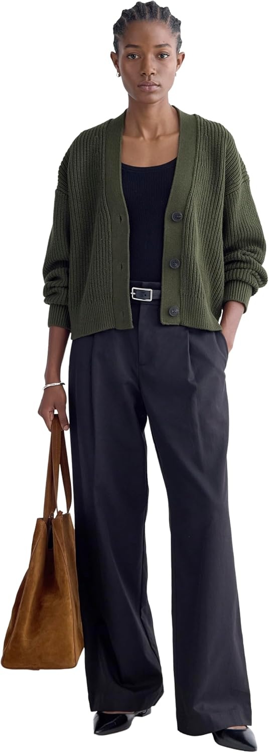 image:imageEverlane Womens Everlane The Boxy Cardigan in Everyday CottonDark Green