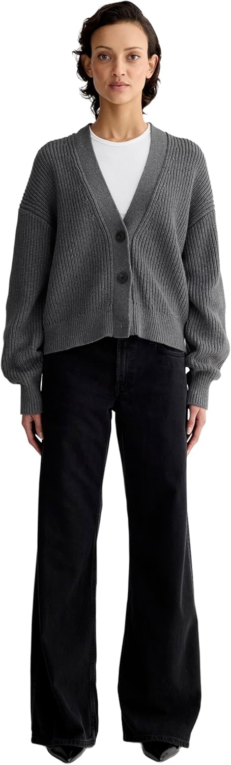 image:imageEverlane Womens Everlane The Boxy Cardigan in Everyday CottonHeathered Charcoal