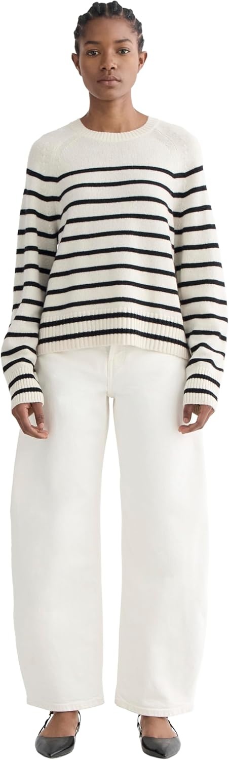 image:imageEverlane Womens Everlane The Boxy Crew in CashmereBone Black