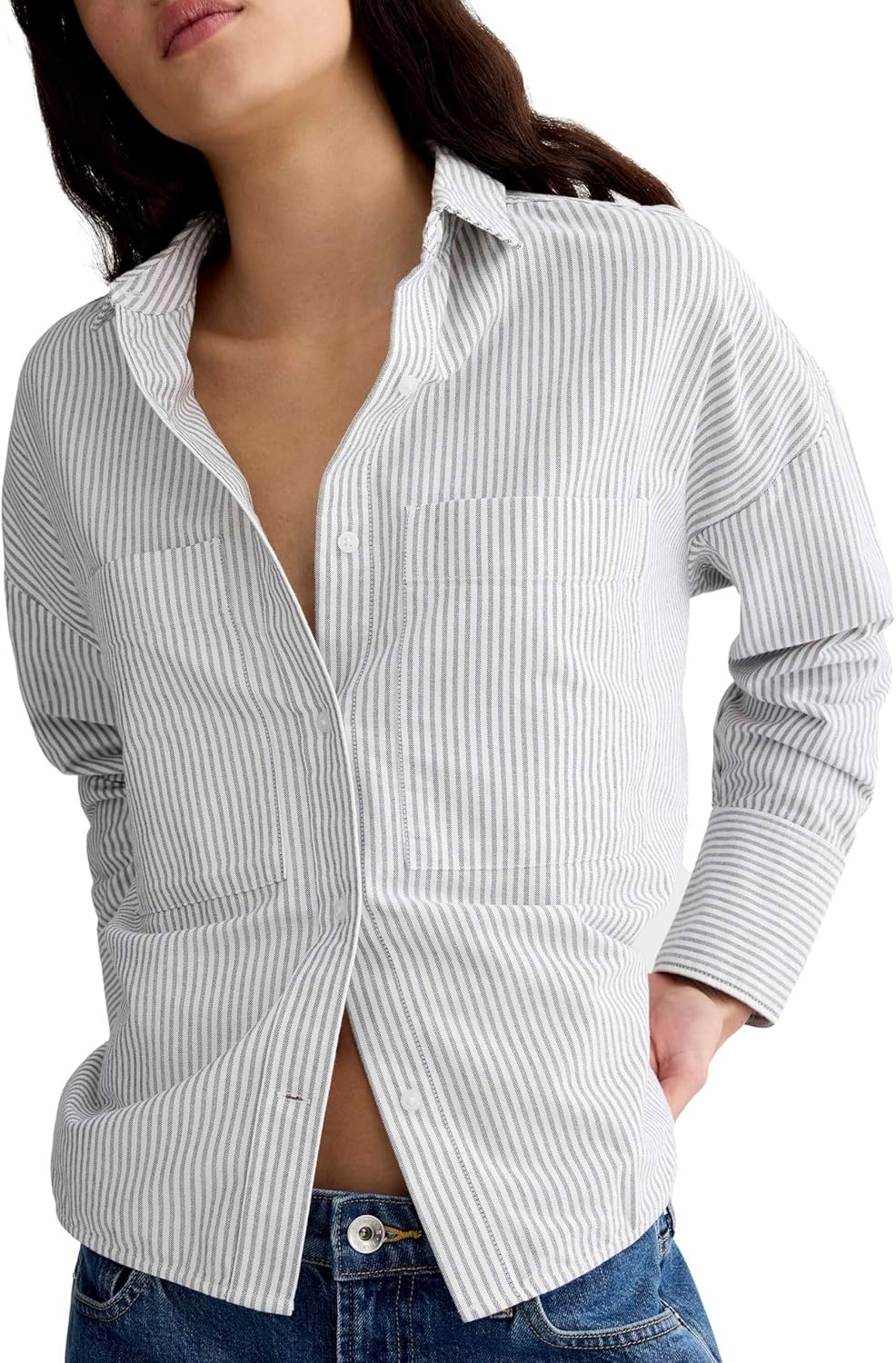 image:imageEverlane Womens Everlane The Boxy OxfordBlack White