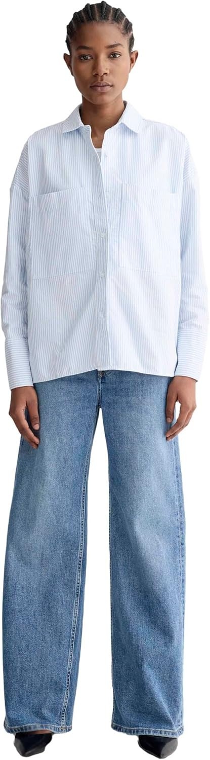 image:imageEverlane Womens Everlane The Boxy OxfordWhite Blue