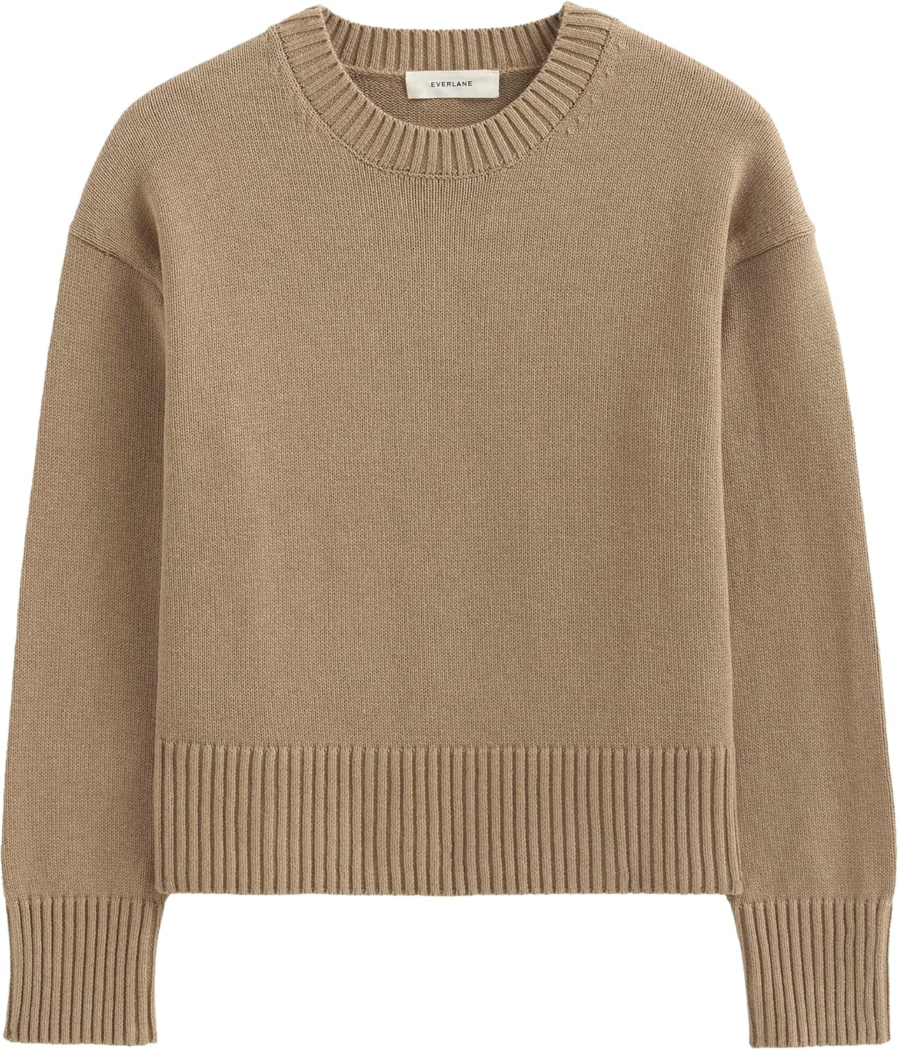 image:imageEverlane Womens Everlane The Boxy Sweater in Everyday CottonDark Heathered Camel