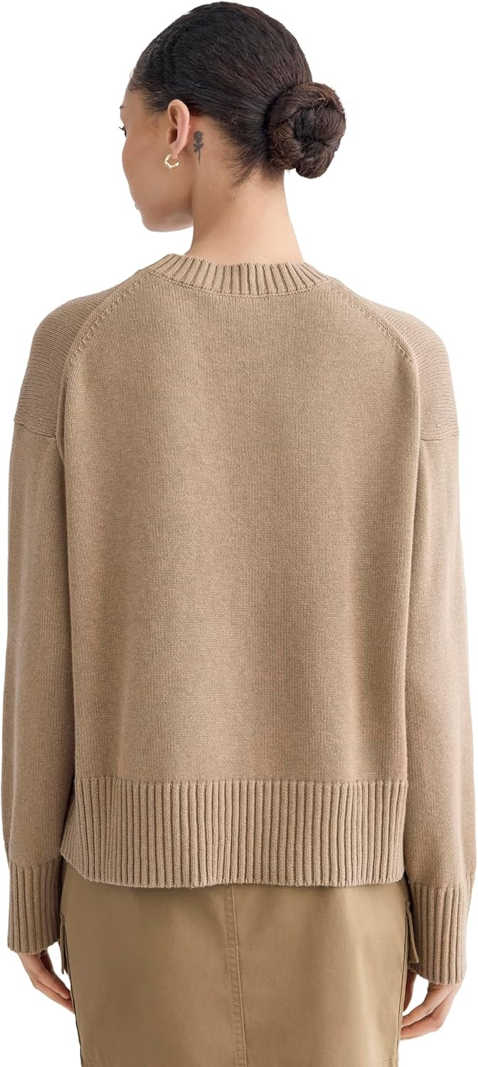 image:imageEverlane Womens Everlane The Boxy Sweater in Everyday CottonDark Heathered Camel