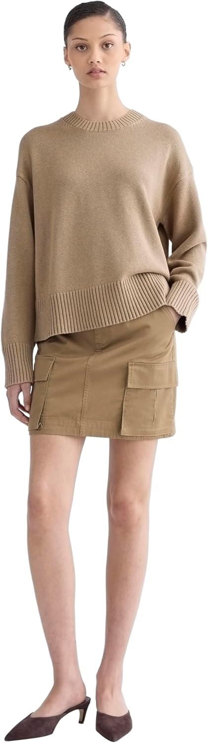 image:imageEverlane Womens Everlane The Boxy Sweater in Everyday CottonDark Heathered Camel