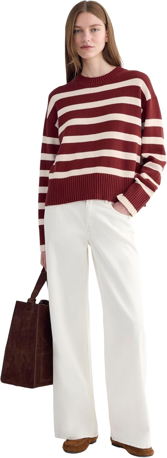 image:imageEverlane Womens Everlane The Boxy Sweater in Everyday CottonMerlot Canvas