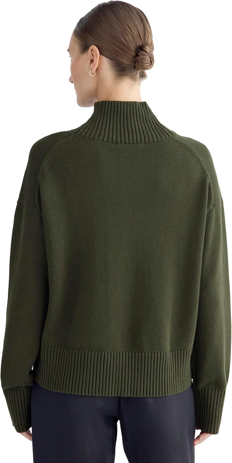 image:imageEverlane Womens Everlane The Boxy Turtleneck in Everyday CottonDark Green