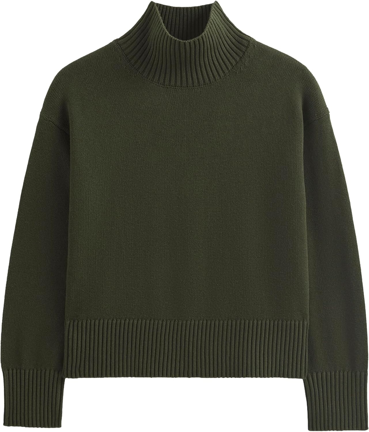 image:imageEverlane Womens Everlane The Boxy Turtleneck in Everyday CottonDark Green