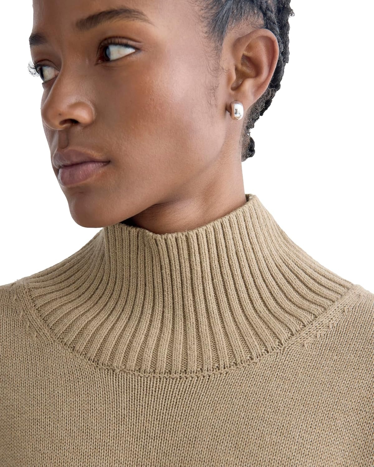 image:imageEverlane Womens Everlane The Boxy Turtleneck in Everyday CottonDark Heathered Camel