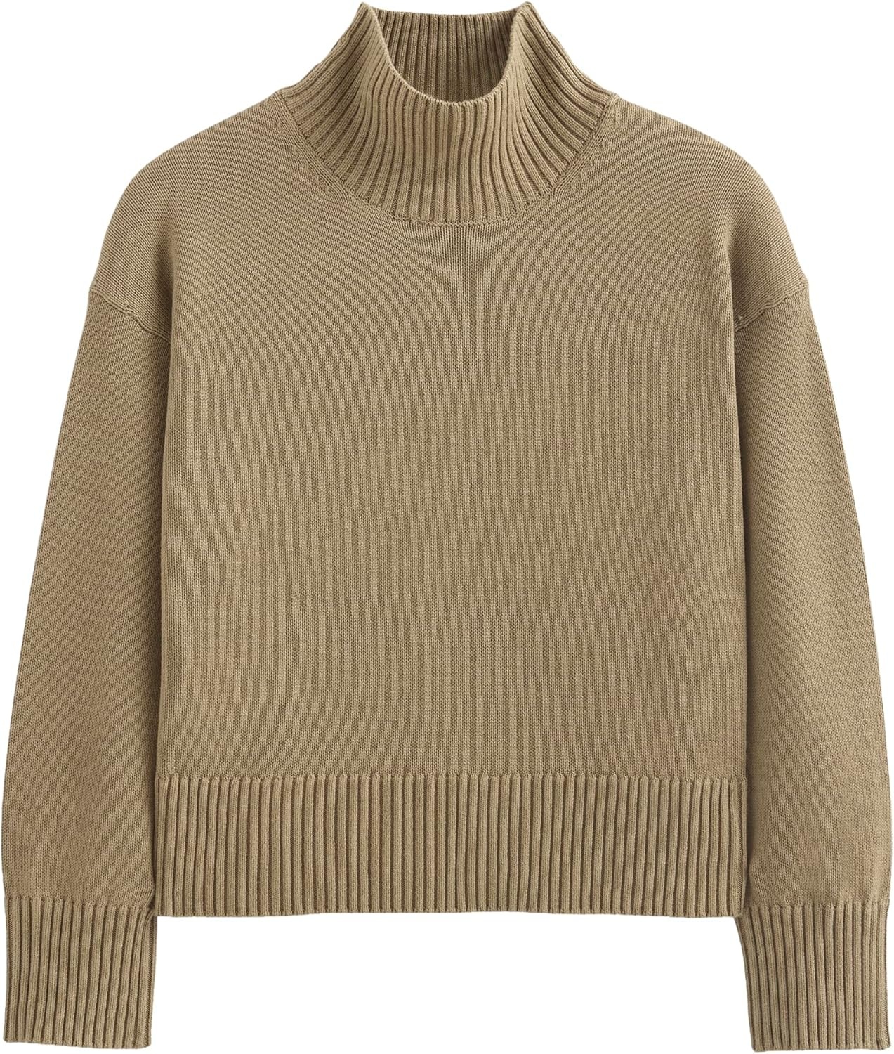 image:imageEverlane Womens Everlane The Boxy Turtleneck in Everyday CottonDark Heathered Camel