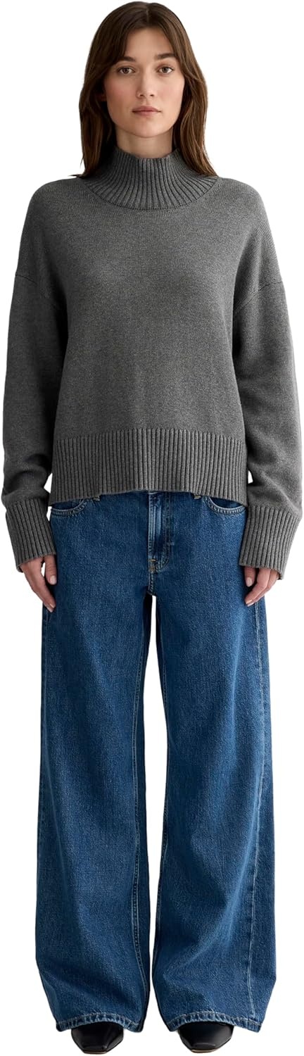 image:imageEverlane Womens Everlane The Boxy Turtleneck in Everyday CottonHeathered Charcoal
