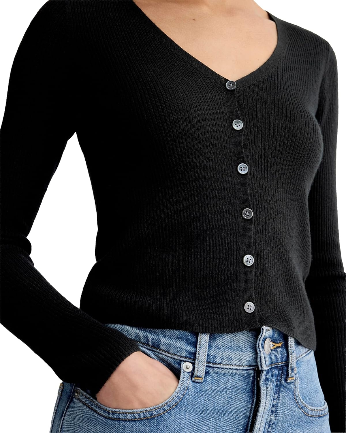 image:imageEverlane Womens Everlane The Cardigan in Ultrasoft MerinoBlack
