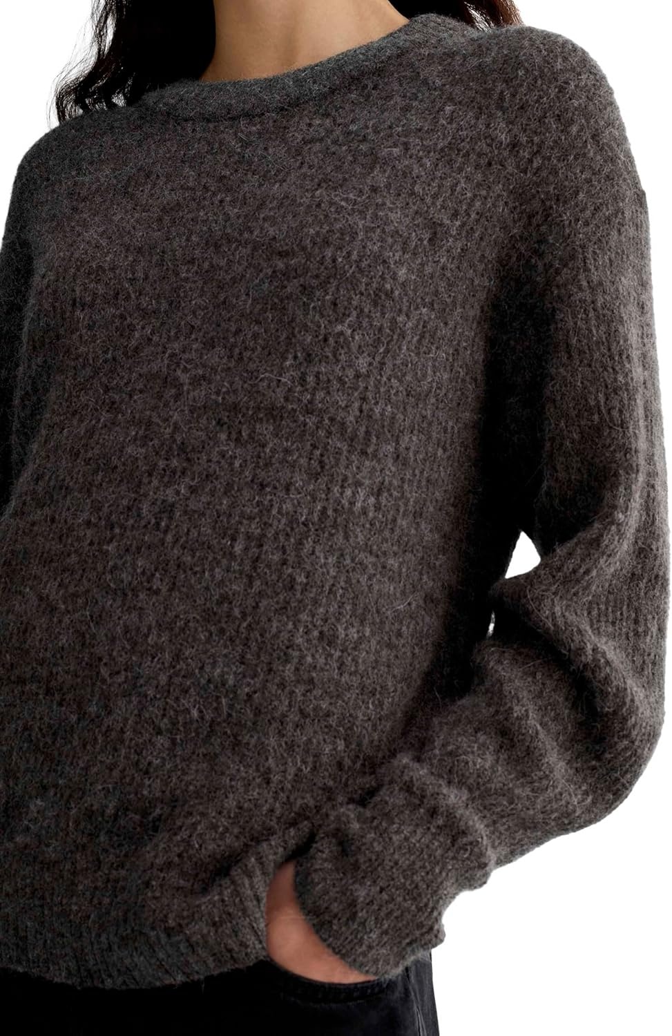 image:imageEverlane Womens Everlane The Cocoon Crew in AlpacaDark Charcoal