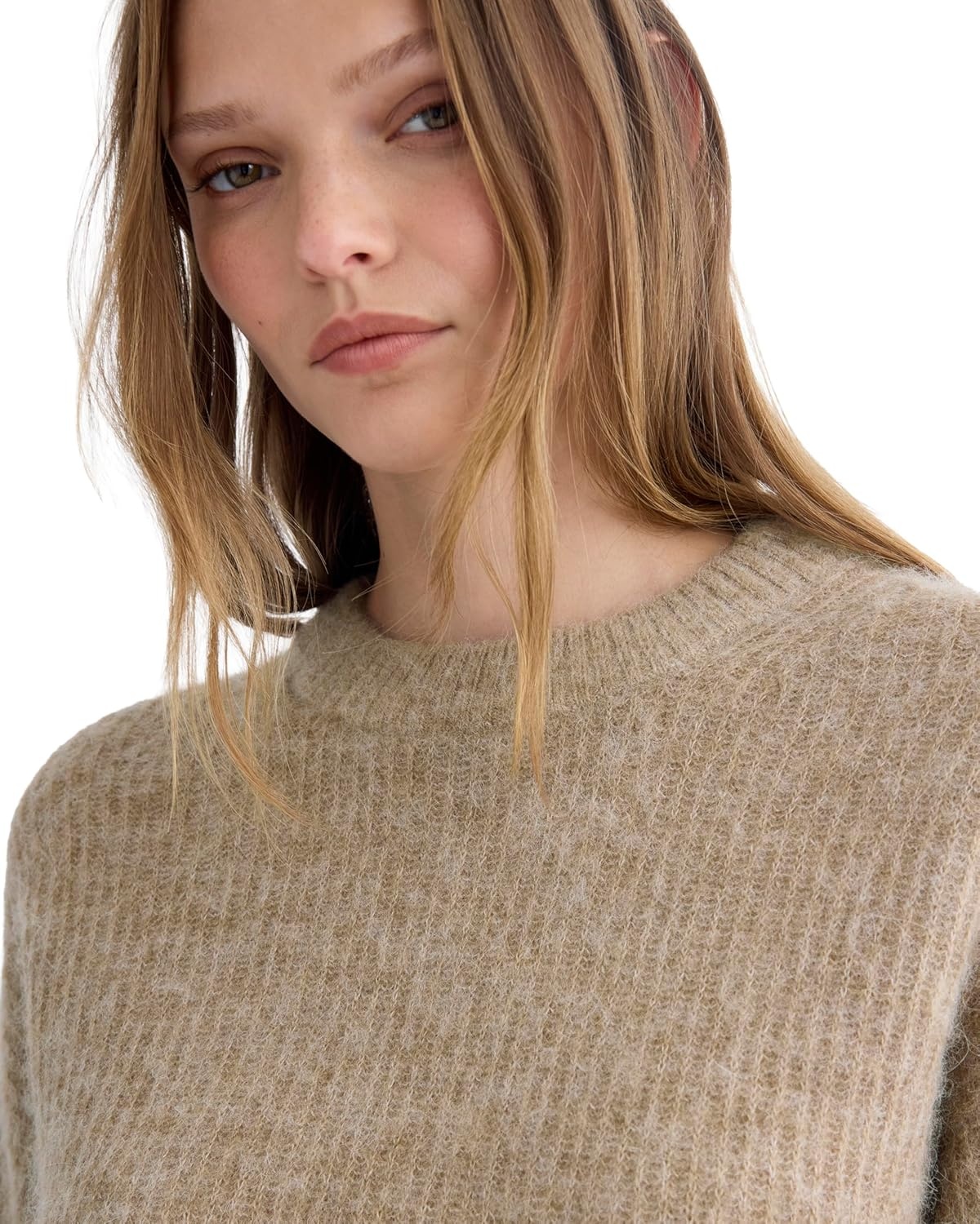 image:imageEverlane Womens Everlane The Cocoon Crew in AlpacaDark Heathered Camel