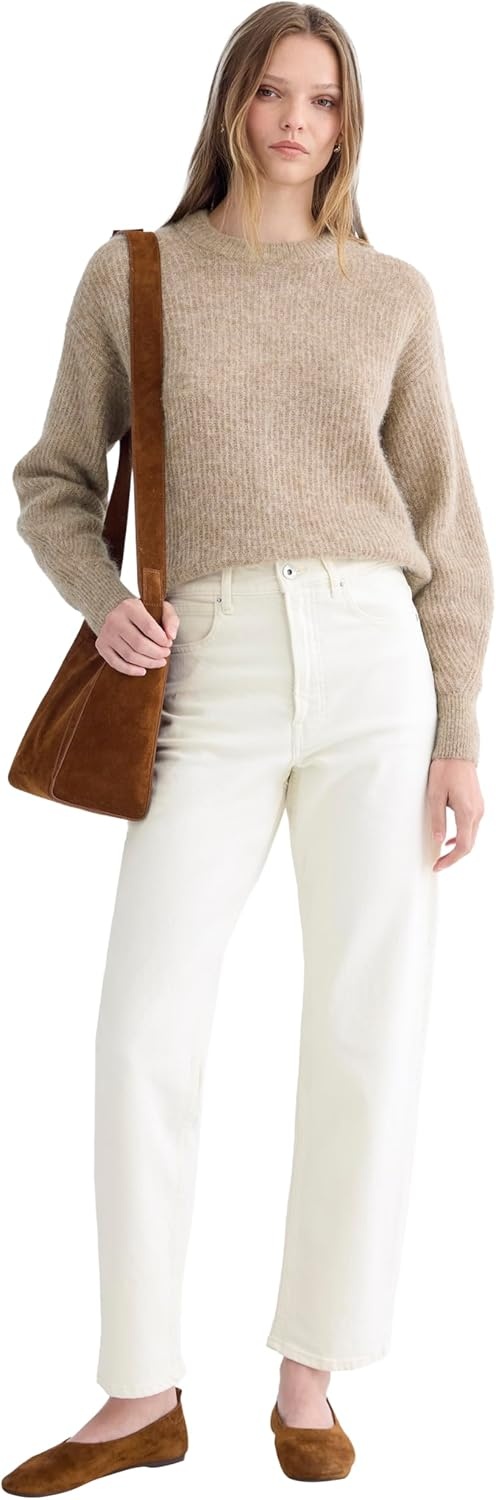 image:imageEverlane Womens Everlane The Cocoon Crew in AlpacaDark Heathered Camel