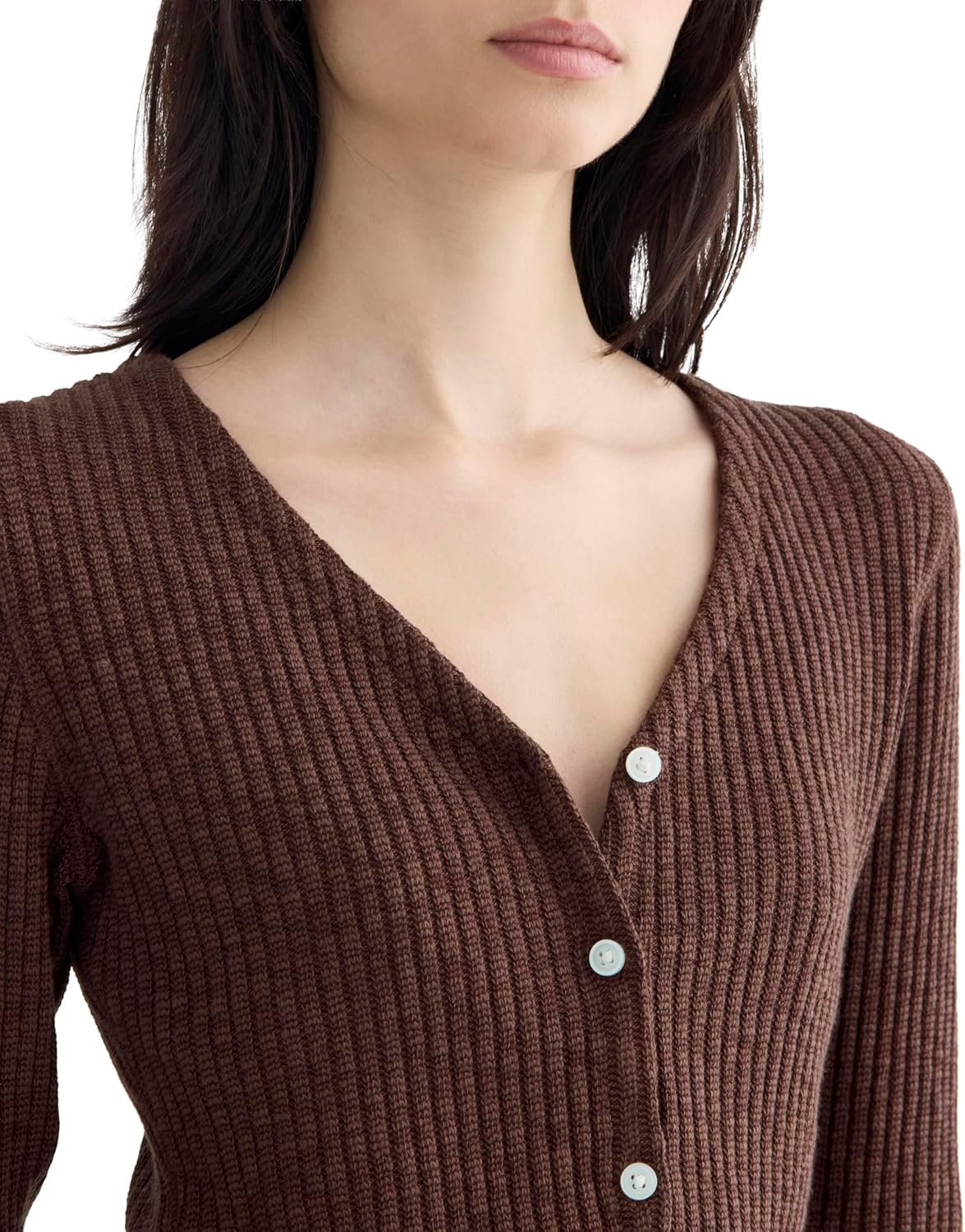 image:imageEverlane Womens Everlane The Cozy Rib CardiganDark Mahogany