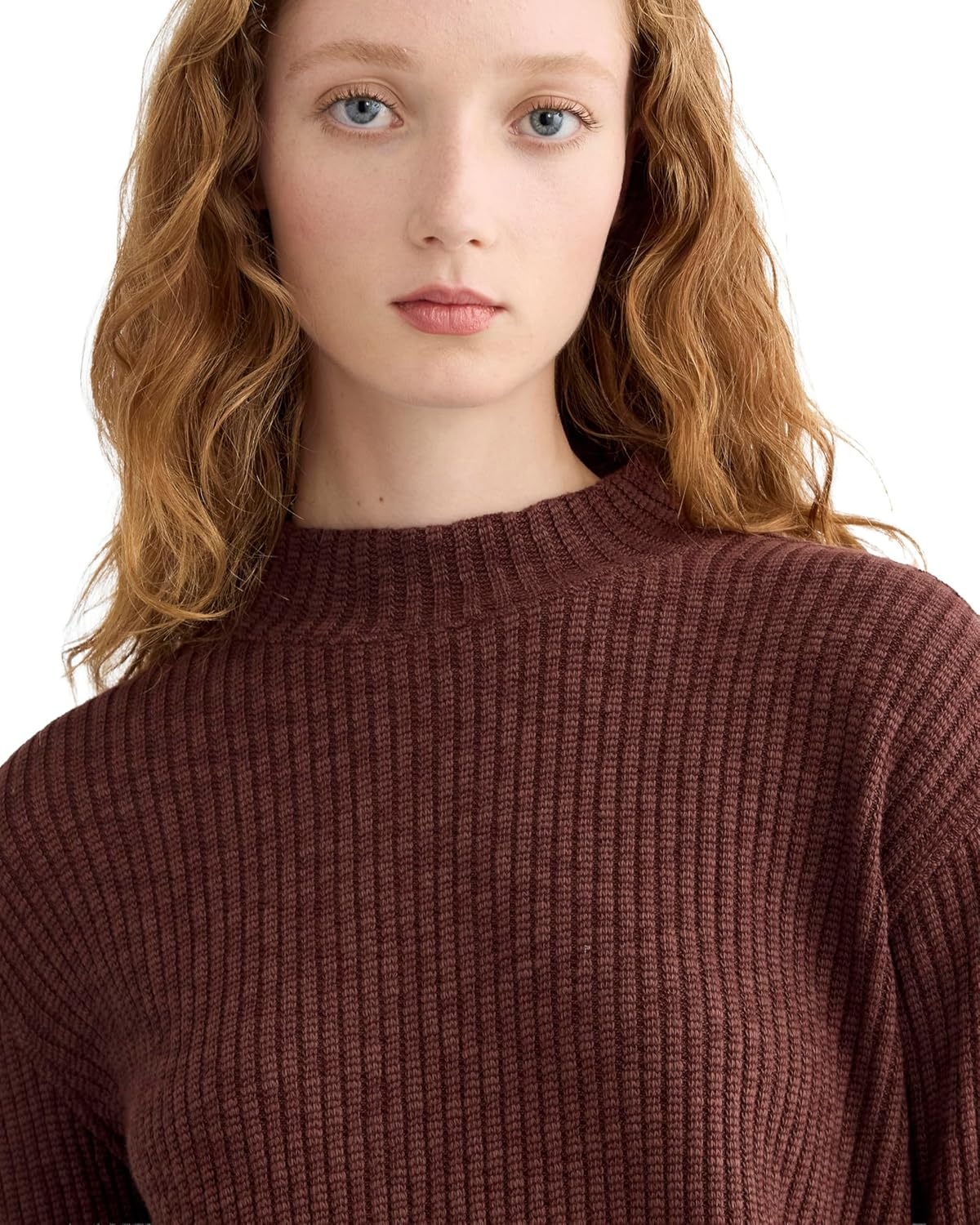 image:imageEverlane Womens Everlane The Cozy Rib FunnelNeckDark Mahogany