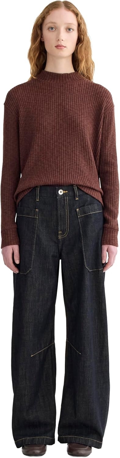 image:imageEverlane Womens Everlane The Cozy Rib FunnelNeckDark Mahogany