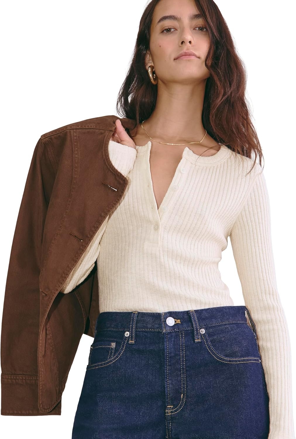 image:imageEverlane Womens Everlane The Cozy Rib HenleyBone