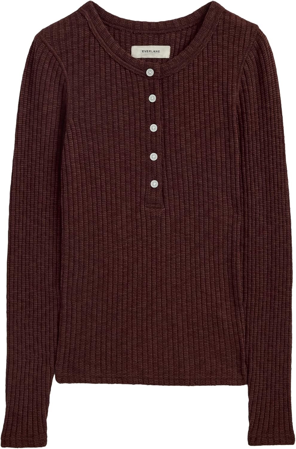 image:imageEverlane Womens Everlane The Cozy Rib HenleyDark Mahogany